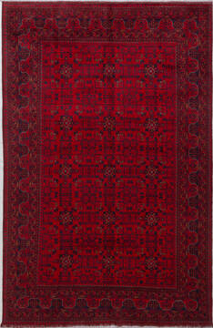 Pakistani Khan Mohammadi Red Rectangle 7x10 ft Wool Carpet 156777
