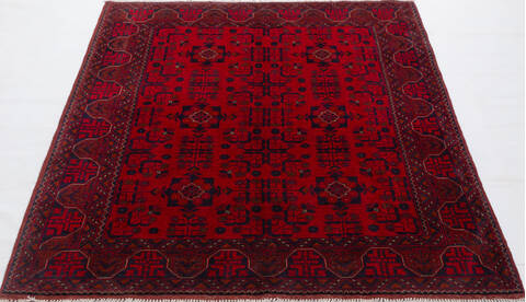 Khan Mohammadi Red Hand Knotted 50 X 66 Area Rug 700-156778 Image 1