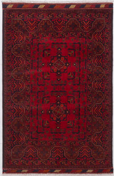 Khan Mohammadi Red Hand Knotted 3'5" X 5'0"  Area Rug 700-156779