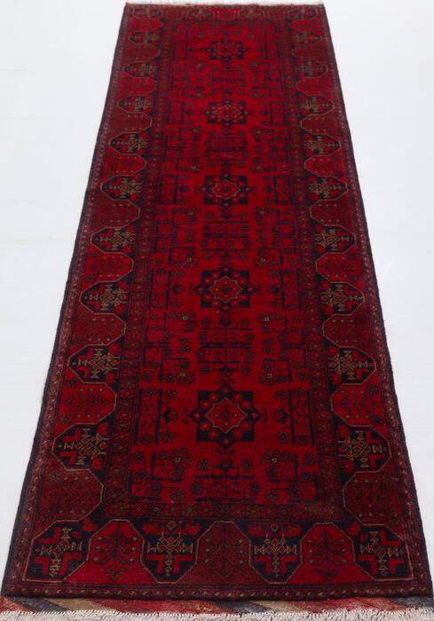 Khan Mohammadi Red Runner Hand Knotted 210 X 98 Area Rug 700-156781 Image 1