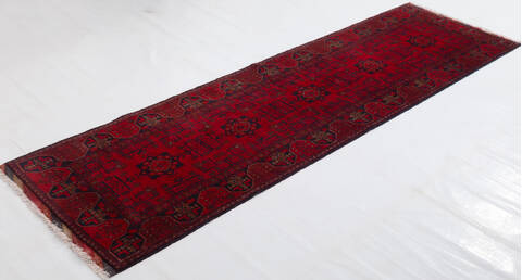 Khan Mohammadi Red Runner Hand Knotted 210 X 98 Area Rug 700-156781 Image 2