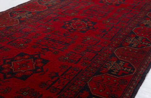 Khan Mohammadi Red Runner Hand Knotted 210 X 98 Area Rug 700-156781 Image 3