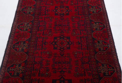 Khan Mohammadi Red Runner Hand Knotted 210 X 98 Area Rug 700-156781 Image 4