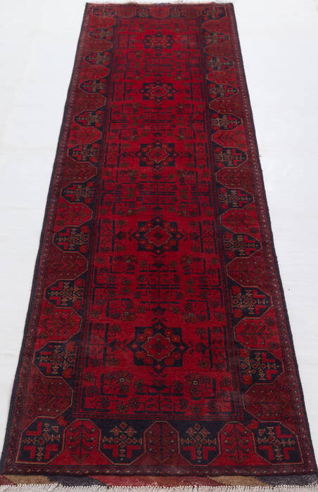 Khan Mohammadi Red Runner Hand Knotted 29 X 99 Area Rug 700-156782 Image 1