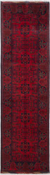 Pakistani Khan Mohammadi Red Runner 10 to 12 ft Wool Carpet 156782