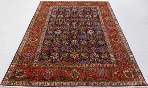 Tabriz Blue Hand Knotted 68 X 96 Area Rug 700-156783 Image 1