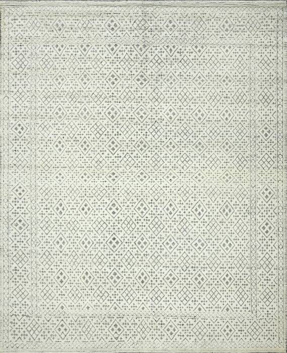 Geometric Beige Hand Knotted 90 X 120  Area Rug 660-156815 Image 0