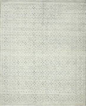 Geometric Beige Hand Knotted 9'0" X 12'0"  Area Rug 660-156815