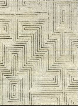 Indian Geometric Beige Rectangle 8x10 ft Wool Carpet 156832