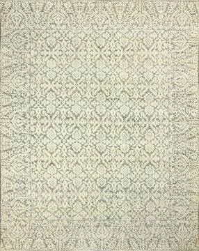 Indian Geometric Beige Rectangle 9x12 ft Wool Carpet 156876