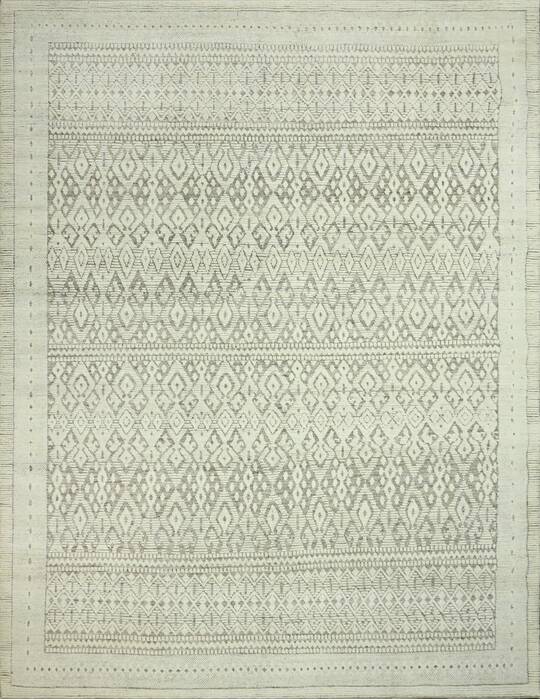 Geometric Beige Hand Knotted 90 X 120  Area Rug 660-156879 Image 0