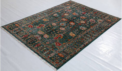 Chobi Green Hand Knotted 510 X 710 Area Rug 700-156913 Image 2