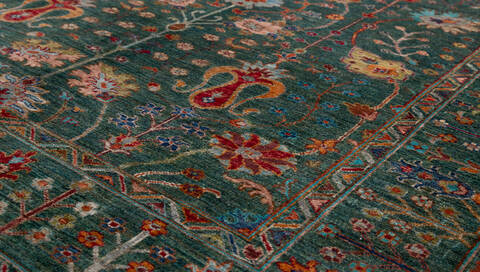 Chobi Green Hand Knotted 510 X 710 Area Rug 700-156913 Image 3