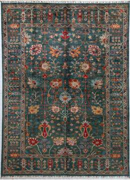 Chobi Green Hand Knotted 5'10" X 7'10"  Area Rug 700-156913