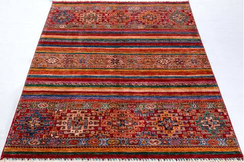 Chobi Red Hand Knotted 51 X 70 Area Rug 700-156916 Image 1