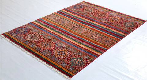Chobi Red Hand Knotted 51 X 70 Area Rug 700-156916 Image 2