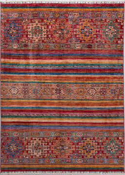 Chobi Red Hand Knotted 5'1" X 7'0"  Area Rug 700-156916