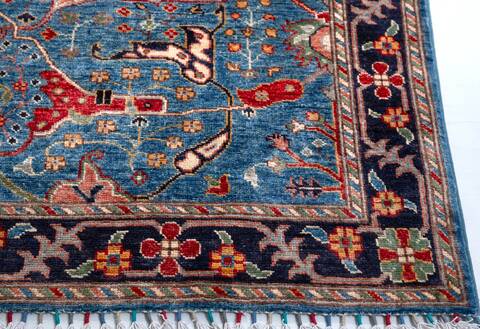 Chobi Blue Hand Knotted 50 X 67  Area Rug 700-156917 Image 4