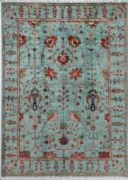 Chobi Green Hand Knotted 5'1" X 7'0"  Area Rug 700-156918