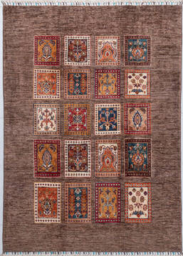 Chobi Brown Hand Knotted 4'0" X 5'7"  Area Rug 700-156920