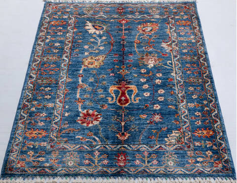 Chobi Blue Hand Knotted 34 X 50 Area Rug 700-156921 Image 1