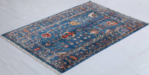Chobi Blue Hand Knotted 34 X 50 Area Rug 700-156921 Image 2