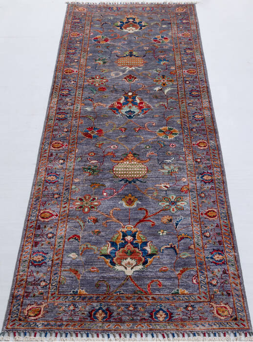 Chobi Grey Runner Hand Knotted 29 X 710 Area Rug 700-156922 Image 1