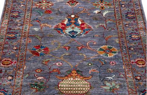 Chobi Grey Runner Hand Knotted 29 X 710 Area Rug 700-156922 Image 5