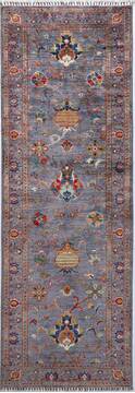 Afghan Chobi Grey Runner 6 to 9 ft Wool Carpet 156922