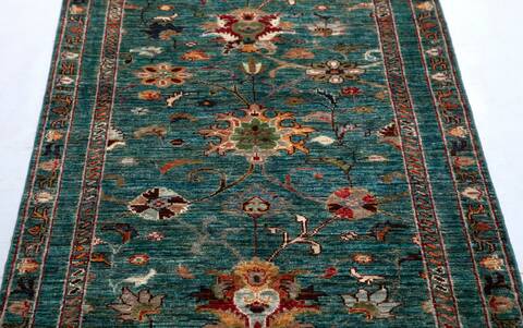 Chobi Green Runner Hand Knotted 29 X 911 Area Rug 700-156924 Image 5