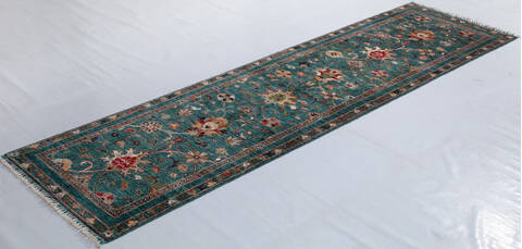 Chobi Green Runner Hand Knotted 27 X 911 Area Rug 700-156925 Image 2