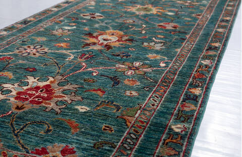 Chobi Green Runner Hand Knotted 27 X 911 Area Rug 700-156925 Image 3
