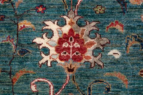 Chobi Green Runner Hand Knotted 27 X 911 Area Rug 700-156925 Image 6