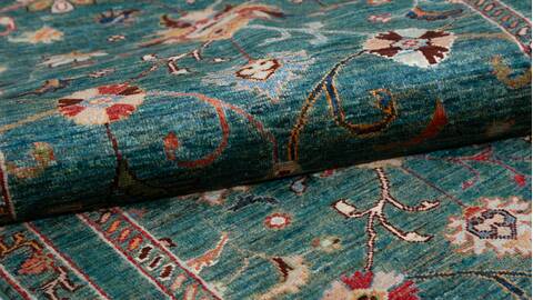 Chobi Green Runner Hand Knotted 27 X 911 Area Rug 700-156925 Image 7