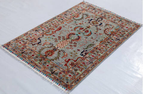 Chobi Grey Hand Knotted 29 X 41  Area Rug 700-156927 Image 2