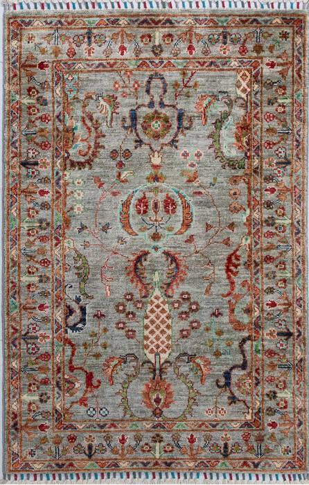 Chobi Grey Hand Knotted 29 X 41  Area Rug 700-156927 Image 0