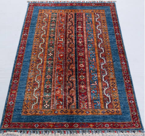 Chobi Blue Hand Knotted 29 X 44  Area Rug 700-156928 Image 1