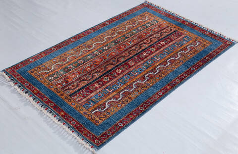 Chobi Blue Hand Knotted 29 X 44  Area Rug 700-156928 Image 2