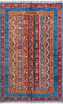 Chobi Blue Hand Knotted 2'9" X 4'4"  Area Rug 700-156928