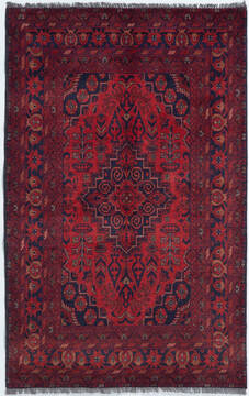 Chobi Red Hand Knotted 3'3" X 5'2"  Area Rug 700-157103