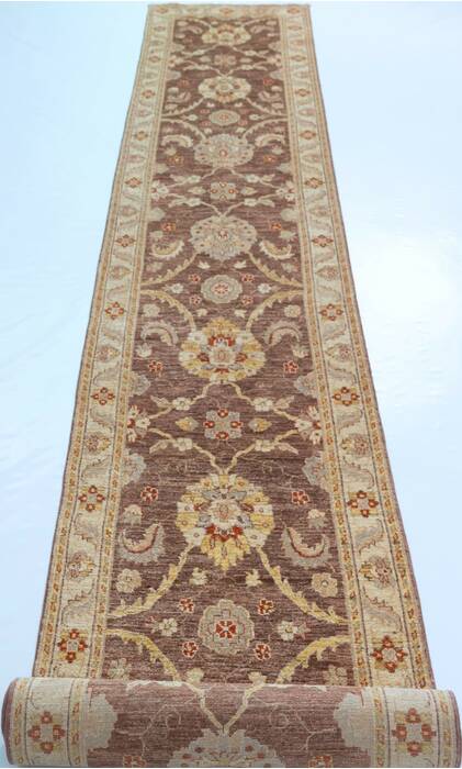 Chobi Brown Runner Hand Knotted 29 X 194 Area Rug 700-157110 Image 1