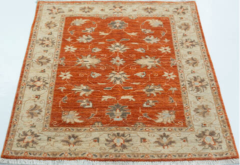 Chobi Orange Square Hand Knotted 35 X 37 Area Rug 700-157114 Image 1