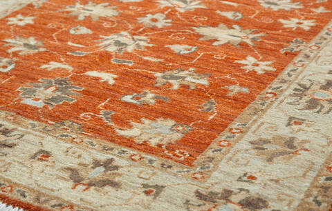 Chobi Orange Square Hand Knotted 35 X 37 Area Rug 700-157114 Image 3