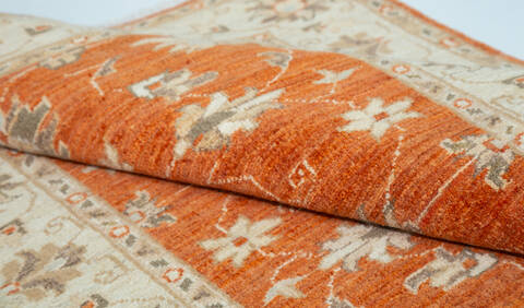 Chobi Orange Square Hand Knotted 35 X 37 Area Rug 700-157114 Image 7