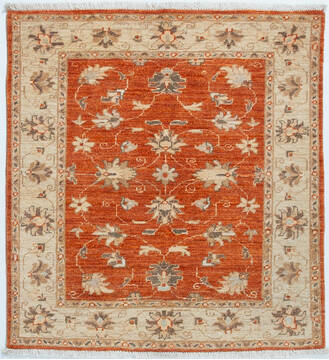 Afghan Chobi Orange Square 4 ft and Smaller Wool Carpet 157114