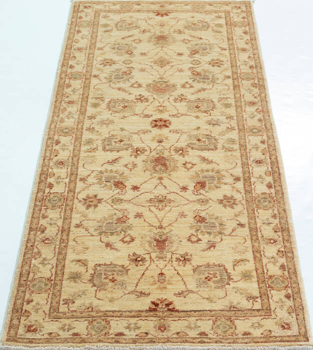 Chobi Beige Runner Hand Knotted 28 X 67 Area Rug 700-157116 Image 1