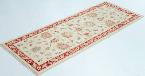 Chobi Beige Runner Hand Knotted 26 X 67 Area Rug 700-157117 Image 2