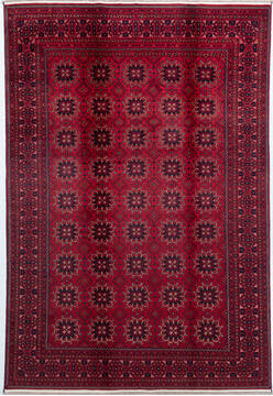 Khan Mohammadi Red Hand Knotted 6'4" X 9'3"  Area Rug 700-157119