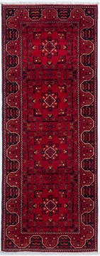 Afghan Chobi Red Runner 6 ft and Smaller Wool Carpet 157121