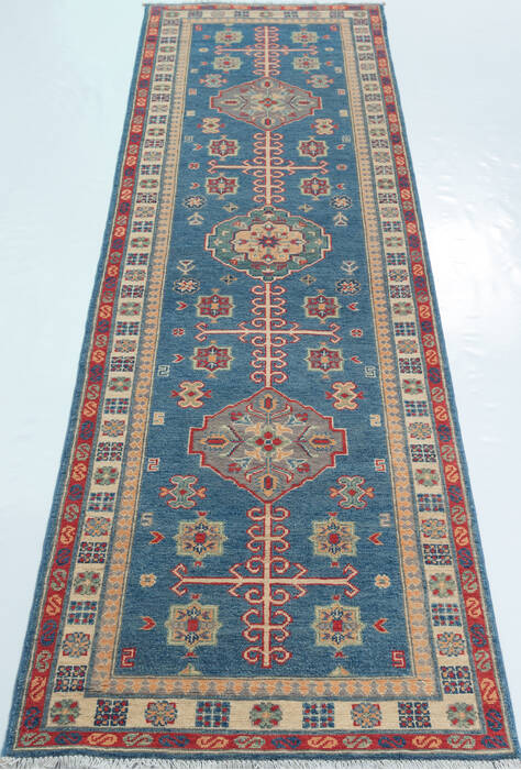 Chobi Blue Runner Hand Knotted 29 X 98 Area Rug 700-157122 Image 1